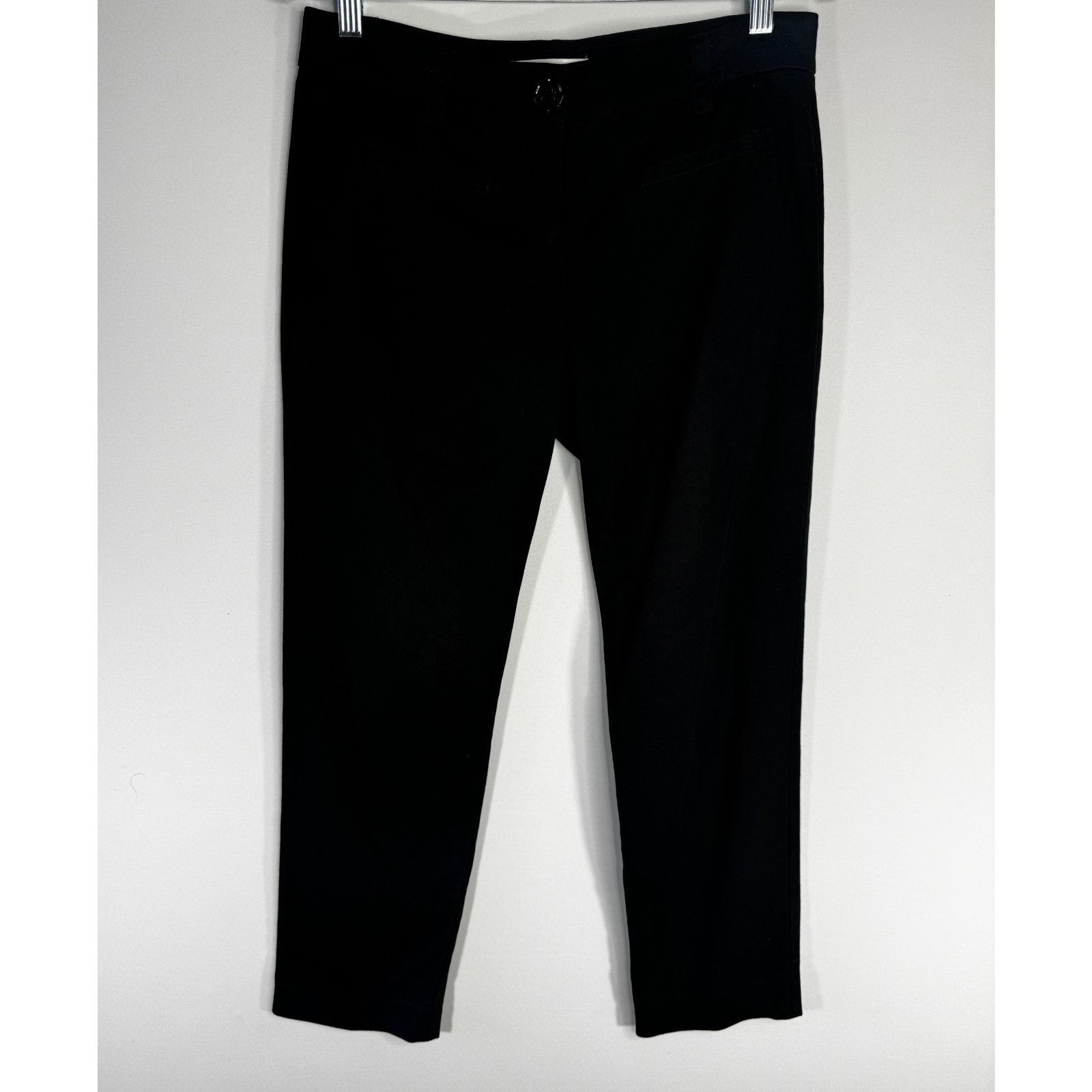 Cabi Women's Black Stretch Ponte Knit Capri Pants Double Button Size 4